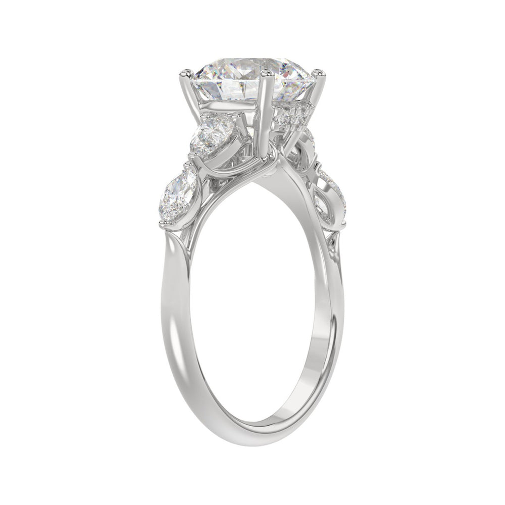 LADIES RING 2 1/2CT ROUND/PEAR/MARQUISE DIAMOND 14K WHITE GOLD (CENTER STONE ROUND DIAMOND 2.00CT)