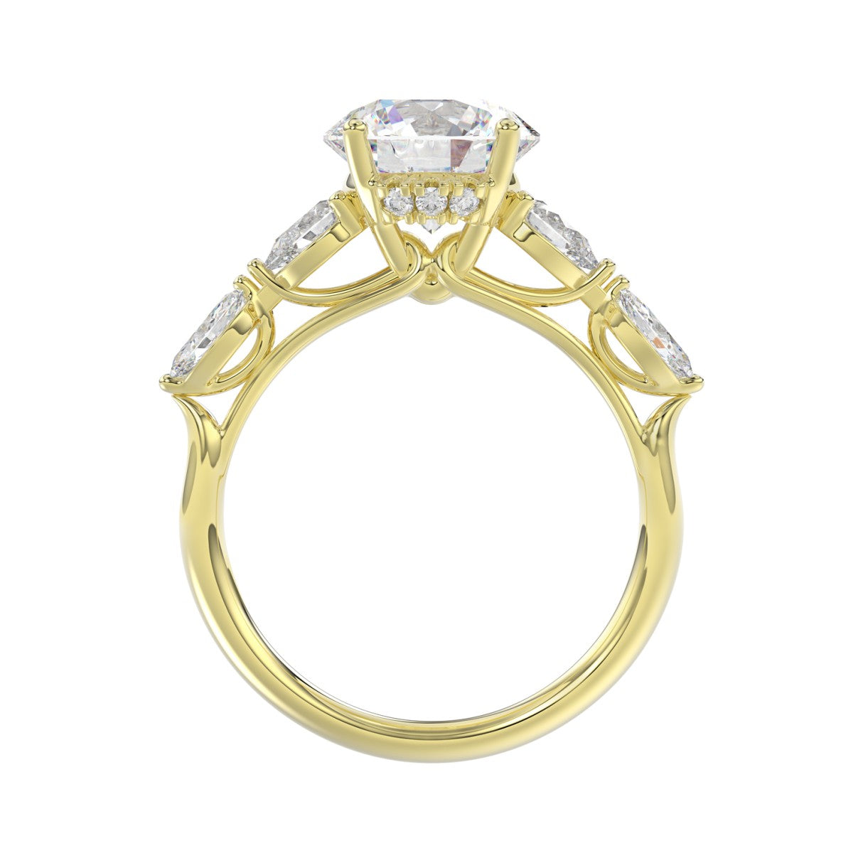 LADIES RING 2.50CT ROUND/PEAR/MARQUISE DIAMOND 14K YELLOW GOLD (CENTER STONE ROUND DIAMOND 2.00CT)