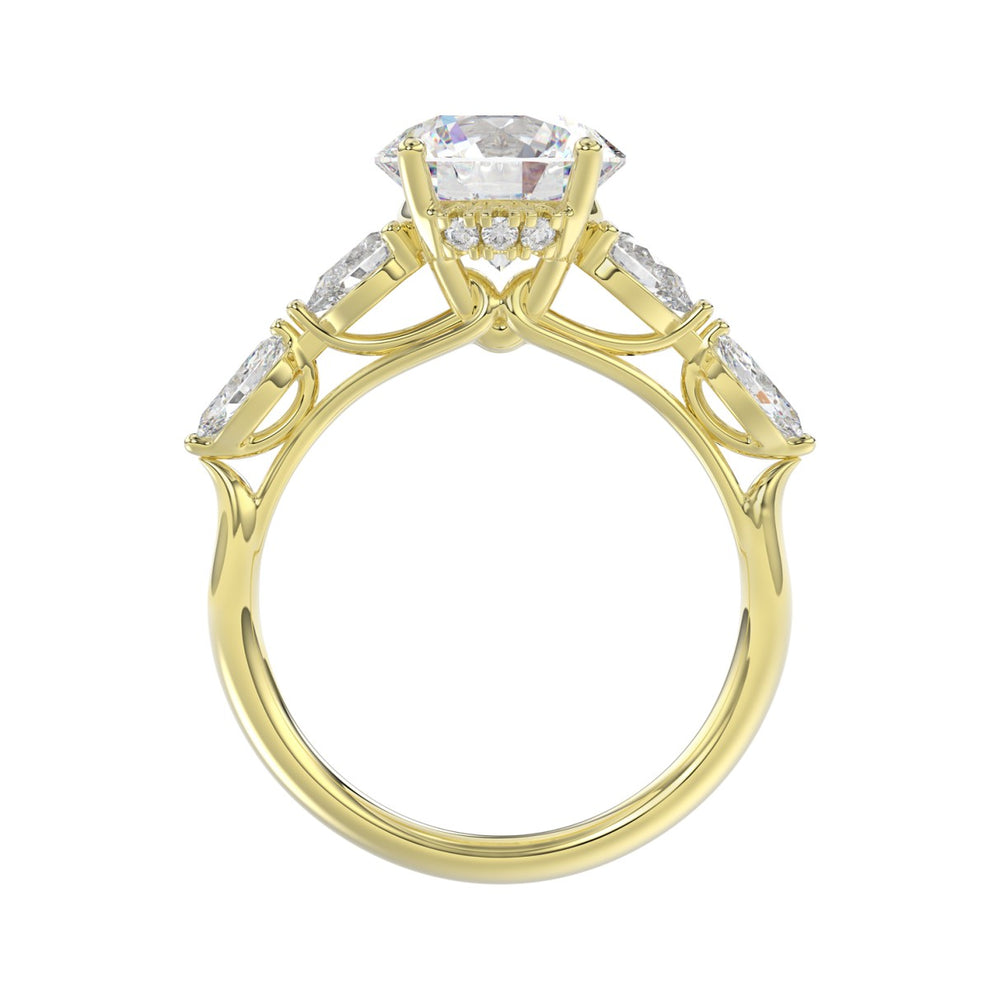 LADIES RING 2.50CT ROUND/PEAR/MARQUISE DIAMOND 14K YELLOW GOLD (CENTER STONE ROUND DIAMOND 2.00CT)