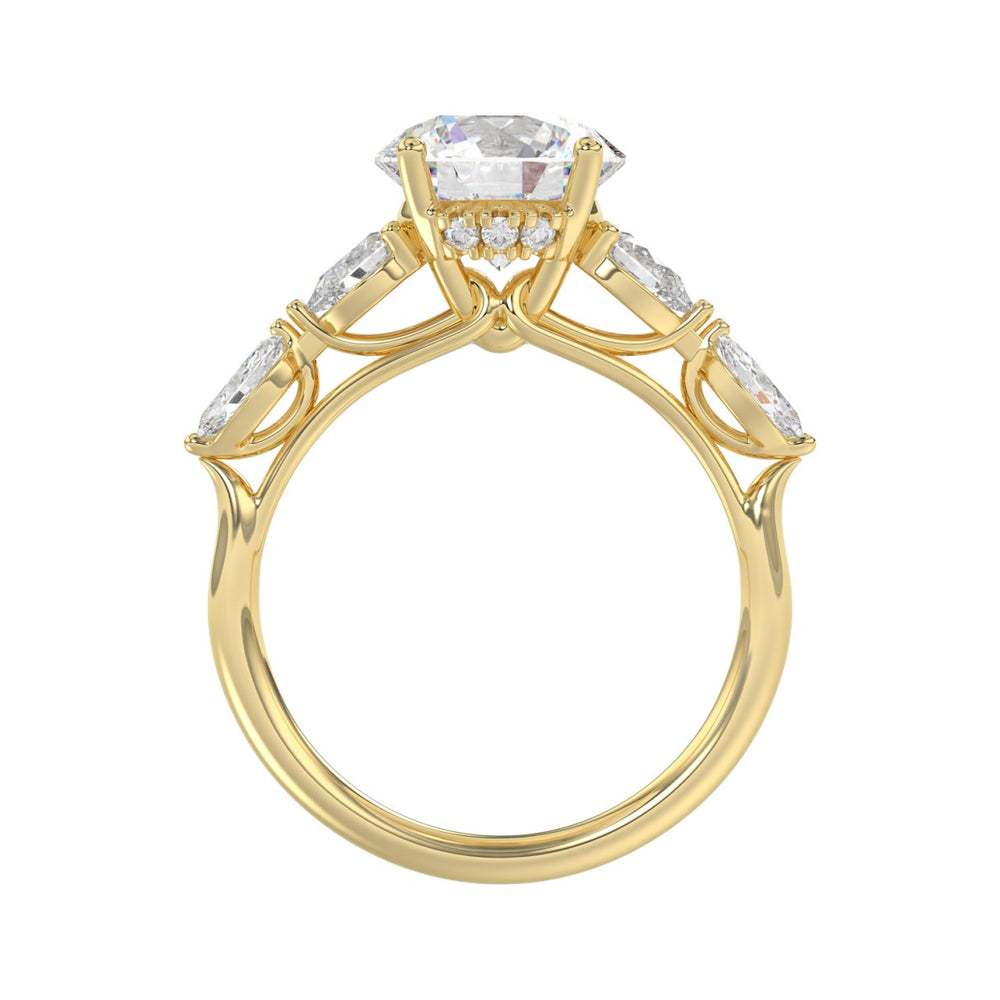 LADIES RING 2 1/2CT ROUND/PEAR/MARQUISE DIAMOND 14K YELLOW GOLD (CENTER STONE ROUND DIAMOND 2.00CT)