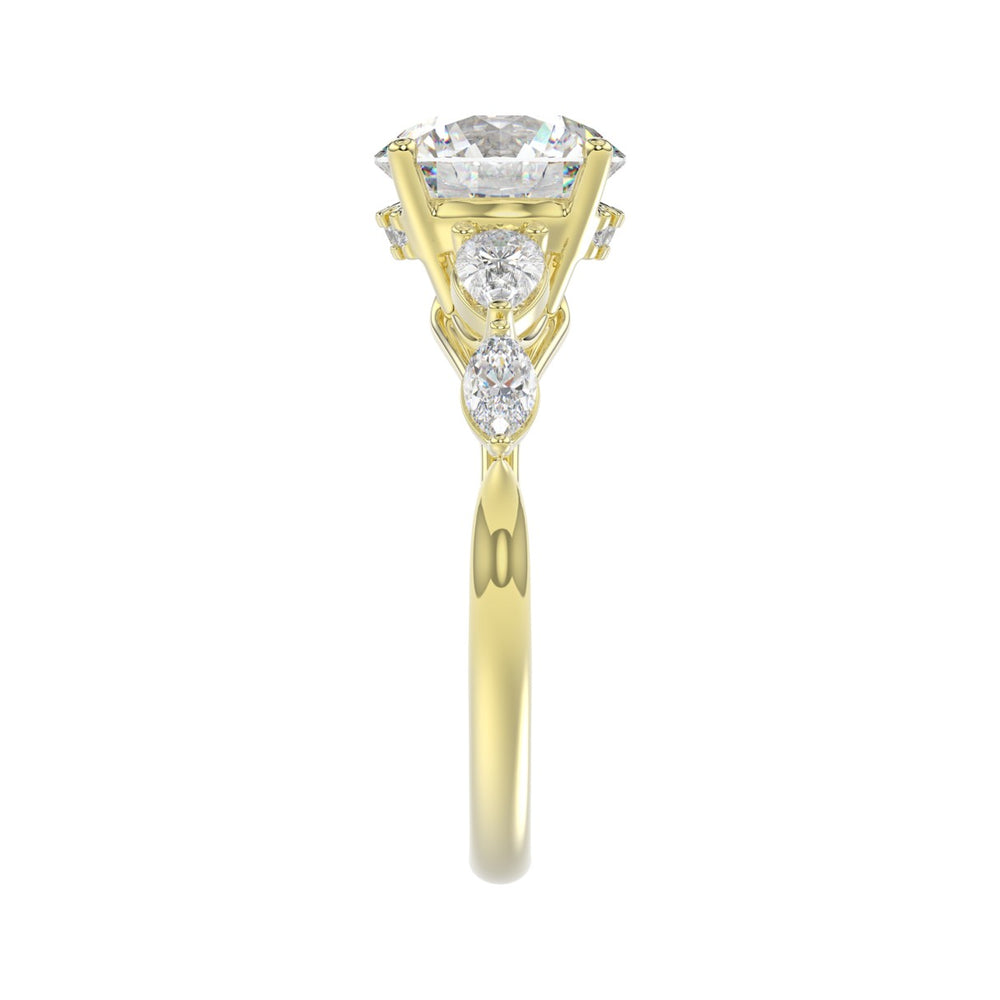 LADIES RING 2.50CT ROUND/PEAR/MARQUISE DIAMOND 14K YELLOW GOLD (CENTER STONE ROUND DIAMOND 2.00CT)