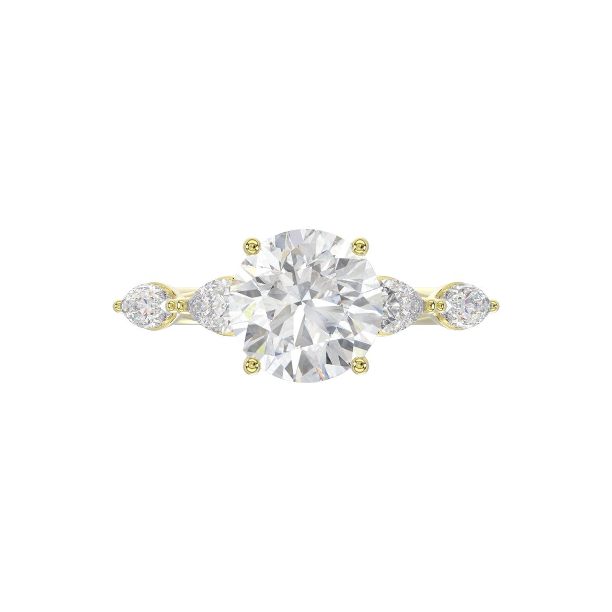 LADIES RING 2.50CT ROUND/PEAR/MARQUISE DIAMOND 14K YELLOW GOLD (CENTER STONE ROUND DIAMOND 2.00CT)