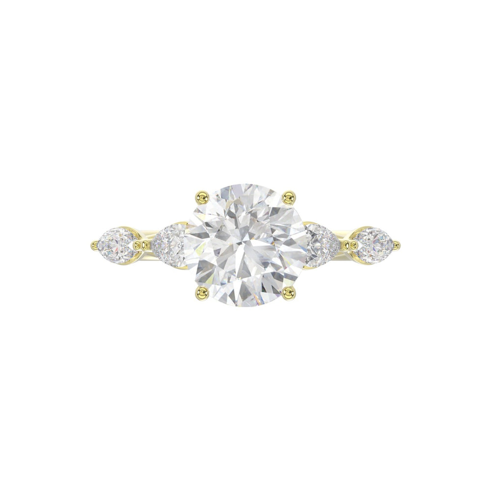 LADIES RING 2.50CT ROUND/PEAR/MARQUISE DIAMOND 14K YELLOW GOLD (CENTER STONE ROUND DIAMOND 2.00CT)