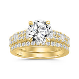 14K YELLOW GOLD 3.00CT ROUND/EMERALD DIAMOND LADIES BRIDAL SET (CENTER STONE ROUND DIAMOND 2.00CT)