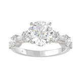 LADIES RING 3CT ROUND/BAGUETTE DIAMOND 14K WHITE GOLD (CENTER STONE ROUND DIAMOND 2.00CT)