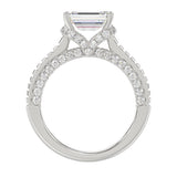 LADIES RING 3CT ROUND/EMERALD/BAGUETTE DIAMOND 14K WHITE GOLD (CENTER STONE EMERALD DIAMOND 2.00CT)
