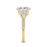 LADIES RING 4 1/3CT ROUND/PEAR/OVAL/MARQUISE DIAMOND 14K YELLOW GOLD (CENTER STONE OVAL DIAMOND 3.00CT)
