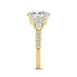 LADIES RING 4.32CT ROUND/PEAR/OVAL/MARQUISE DIAMOND 14K YELLOW GOLD (CENTER STONE OVAL DIAMOND 3.00CT)