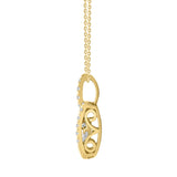 14K YELLOW GOLD 3/4CT ROUND/EMERALD DIAMOND LADIES PENDANT WITH CHAIN (CENTER STONE EMERALD DIAMOND 1/2CT)