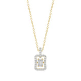 LADIES DANCING DIAMOND PENDANT WITH CHAIN 3/4CT ROUND/EMERALD DIAMOND 14K YELLOW GOLD (CENTER STONE EMERALD DIAMOND 1/2CT)