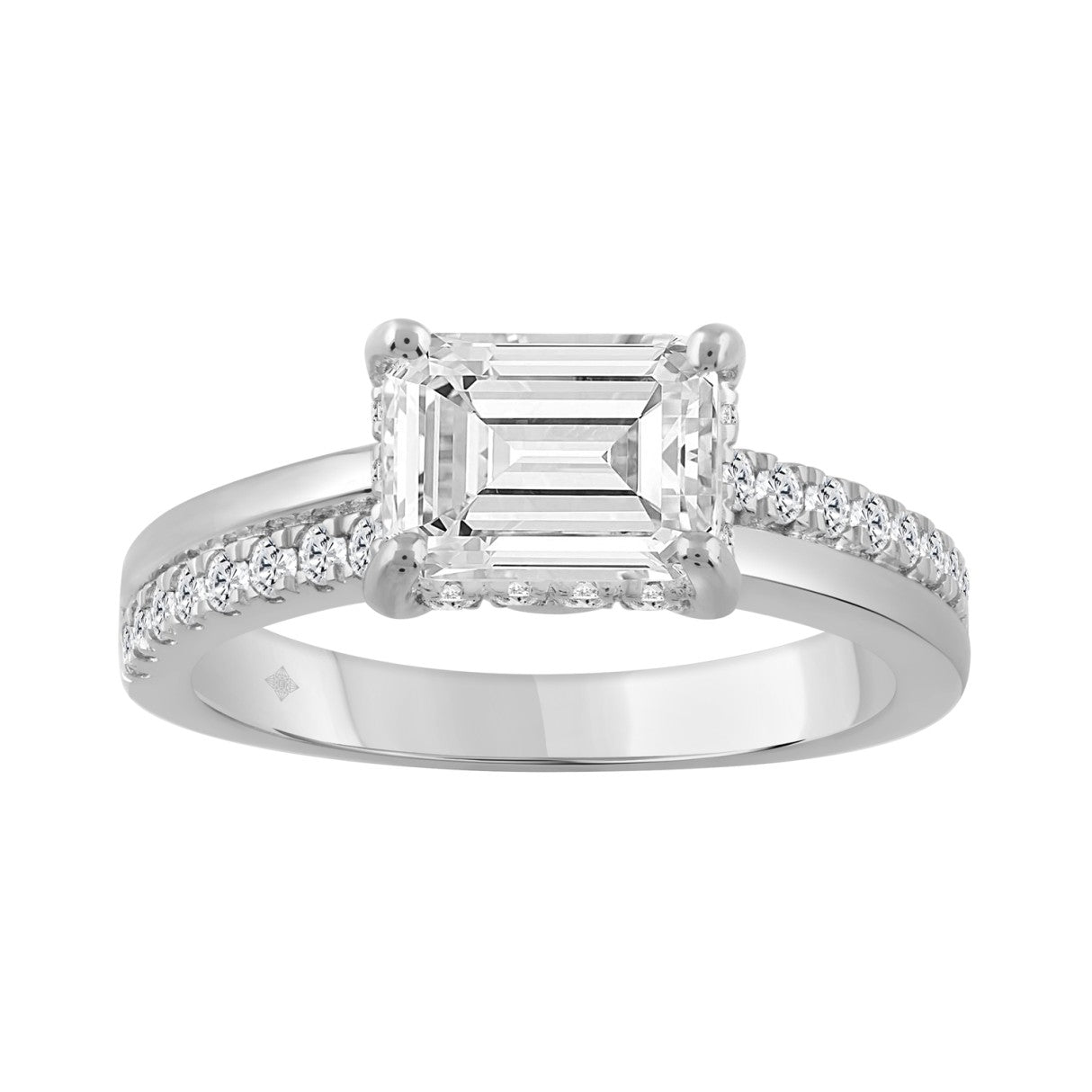 14K WHITE GOLD 2 1/3CT ROUND/EMERALD DIAMOND LADIES RING (CENTER STONE EMERALD DIAMOND 2.00CT)