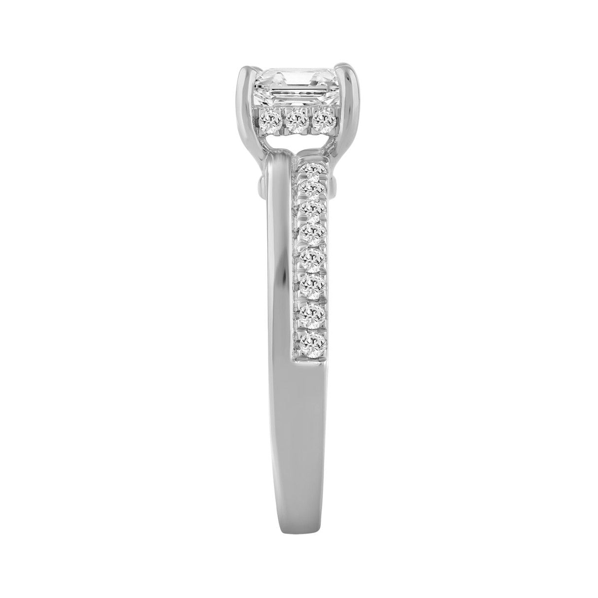 14K WHITE GOLD 2 1/3CT ROUND/EMERALD DIAMOND LADIES RING (CENTER STONE EMERALD DIAMOND 2.00CT)
