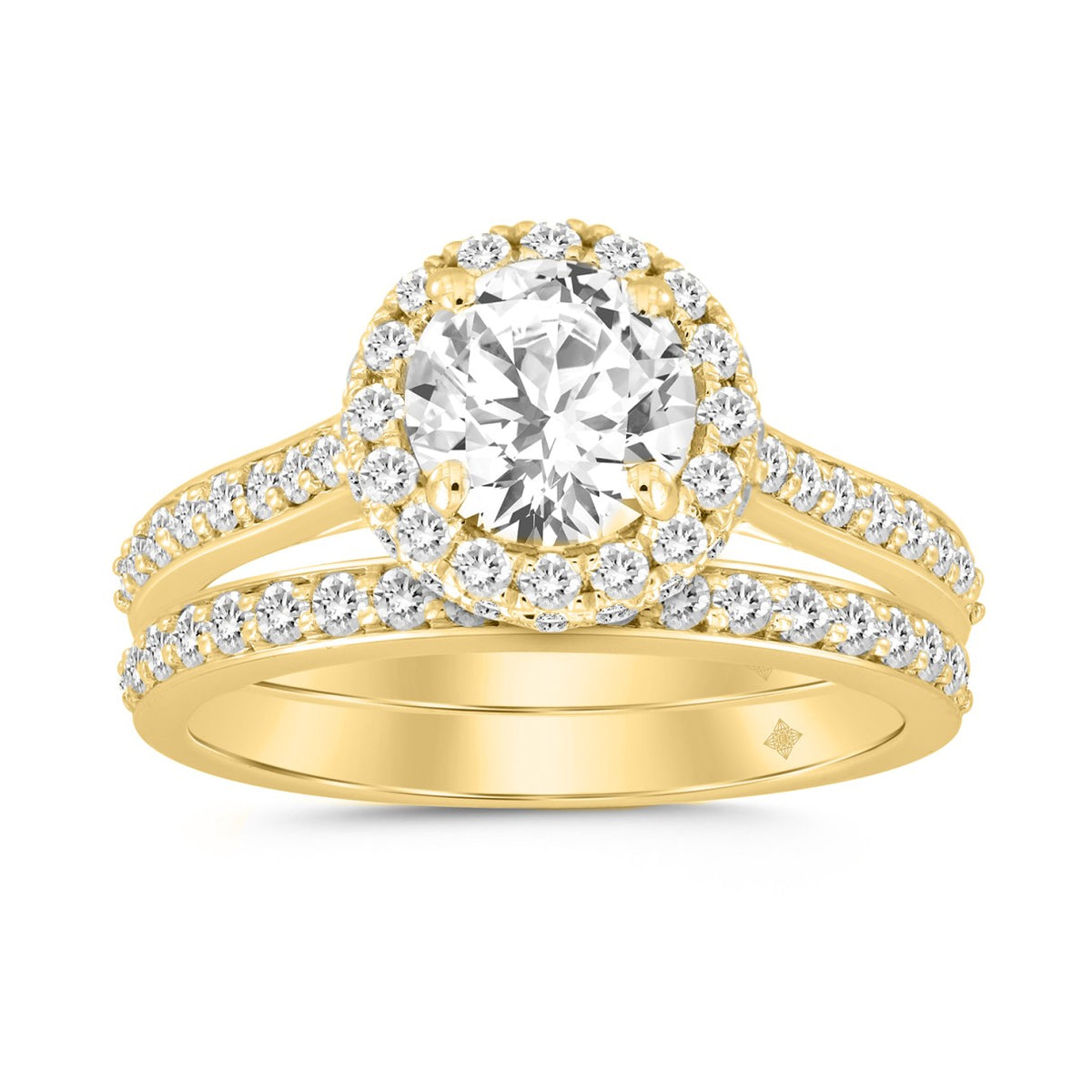 LADIES BRIDAL SET 3CT ROUND DIAMOND 14K YELLOW GOLD (CENTER STONE ROUND DIAMOND 2CT)