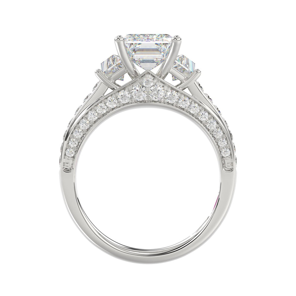Luxury 14K White Gold Ladies Diamond Ring 4.00CT Round, Emerald & Baguette Diamonds with 3.00CT Emerald  Center stone (Color F-G -Clarity VS1/VS2)