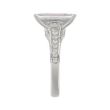 21K PLATINUM LADIES RING WITH 4.00CT TRAPEZOID/ROUND/EMERALD/BAGUETTE DIAMONDS (CENTER STONE EMERALD DIAMOND 3CT)