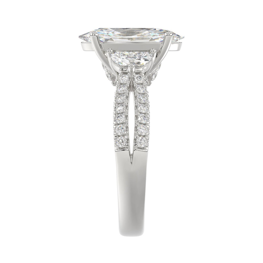 Ladies 14K White Gold ladies Ring Featuring Round Half-Moon & Baguette Diamonds 3.00CT  Oval  Center stone (Color F-G -Clarity VS1/VS2)