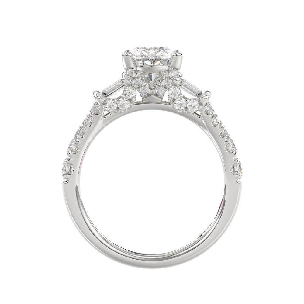 21K PLATINUM LADIES RING 2 3/4CT ROUND/PEAR/BAGUETTE DIAMOND (CENTER STONE PEAR DIAMOND 2CT)