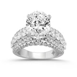 LADIES BRIDAL RING 7.25CT ROUND/OVAL DIAMOND 14K WHITE GOLD (CENTER STONE OVAL DIAMOND 5.00CT)