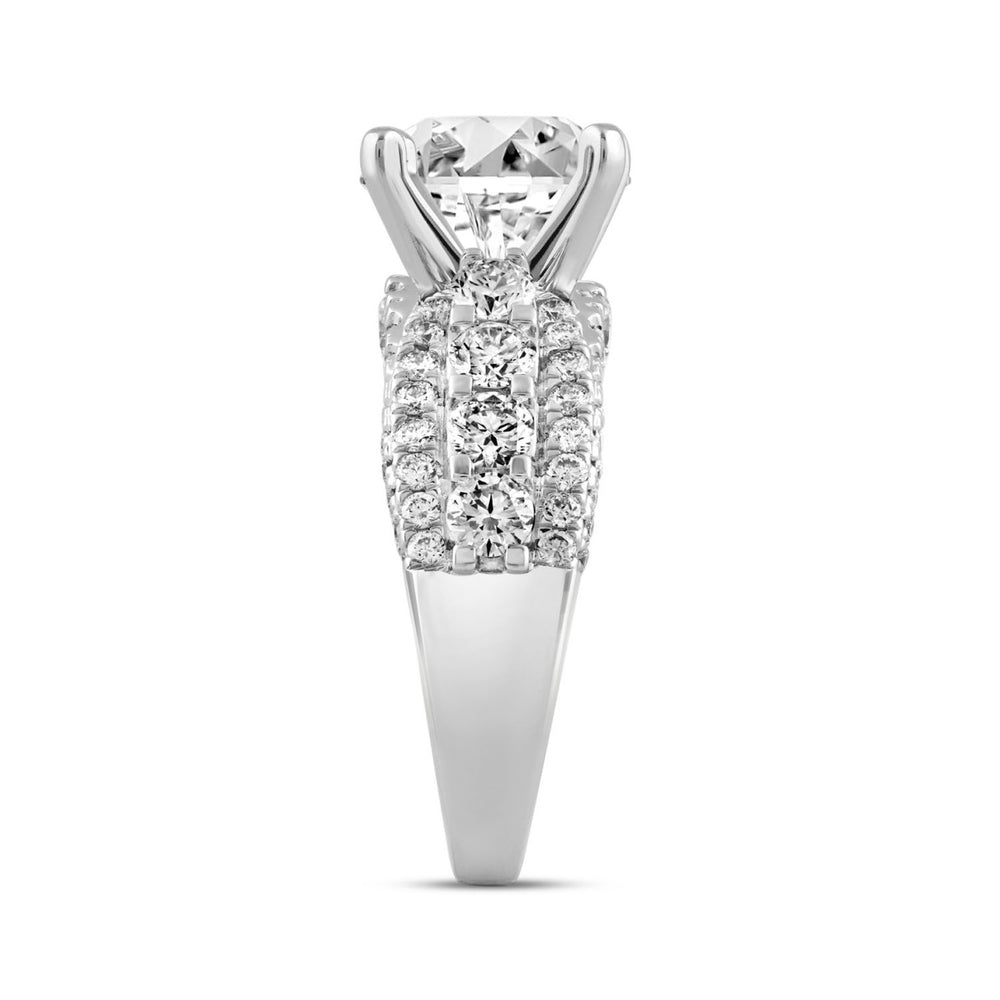 LADIES BRIDAL RING 7.25CT ROUND/OVAL DIAMOND 14K WHITE GOLD (CENTER STONE OVAL DIAMOND 5.00CT)