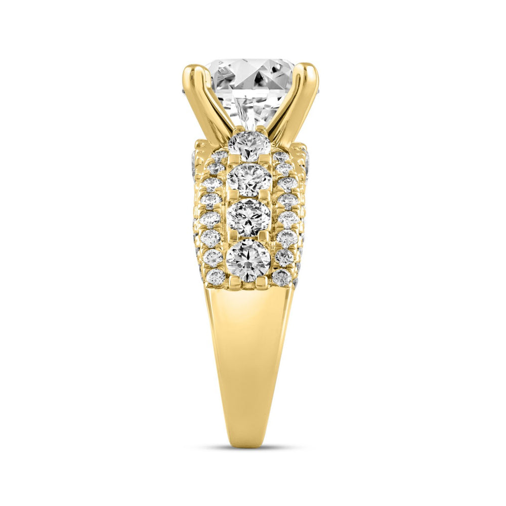 LADIES BRIDAL RING 7.25CT ROUND/OVAL DIAMOND 14K YELLOW GOLD (CENTER STONE OVAL DIAMOND 5.00CT)