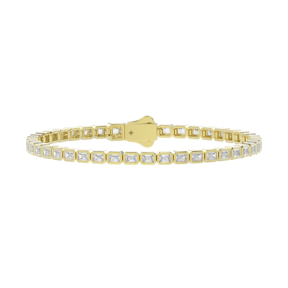 LADIES BRACELET 5.00CT EMERALD DIAMOND 14K YELLOW GOLD 