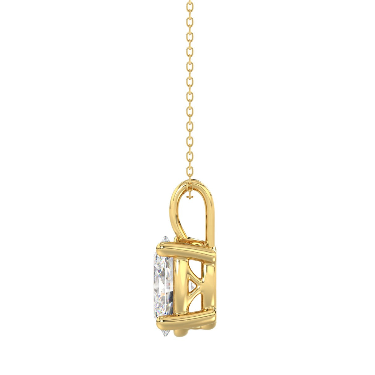 LADIES SOLITAIRE PENDANT 3CT OVAL DIAMOND 14K YELLOW GOLD