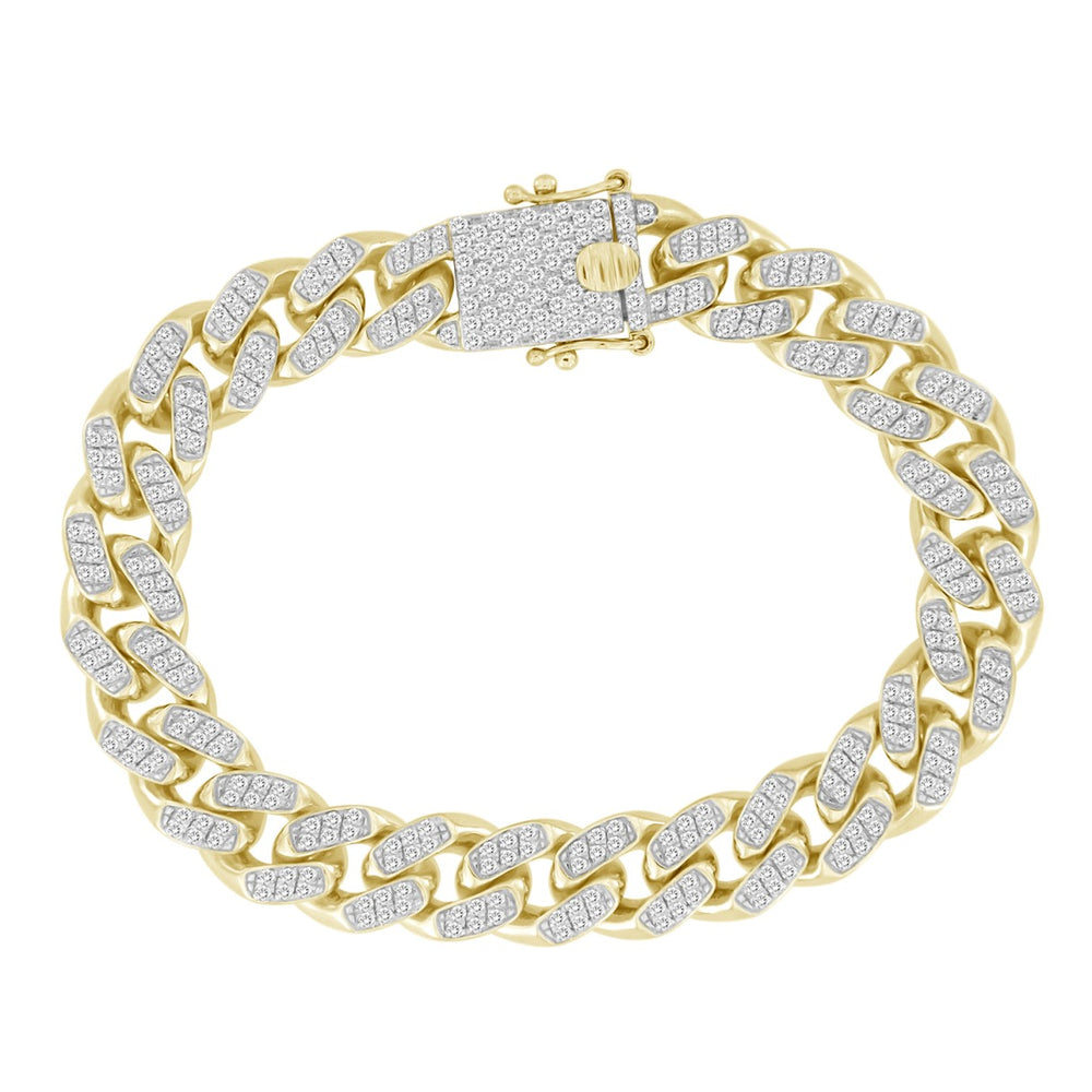 MENS BRACELET 2.80CT ROUND DIAMOND 14K YELLOW GOLD 