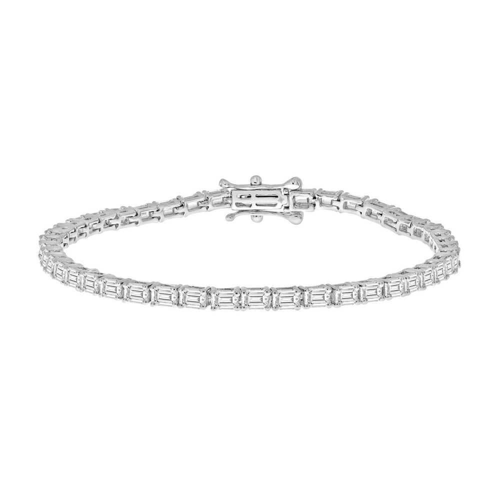 LADIES BRACELET 5.00CT EMERALD DIAMOND 18K WHITE GOLD 