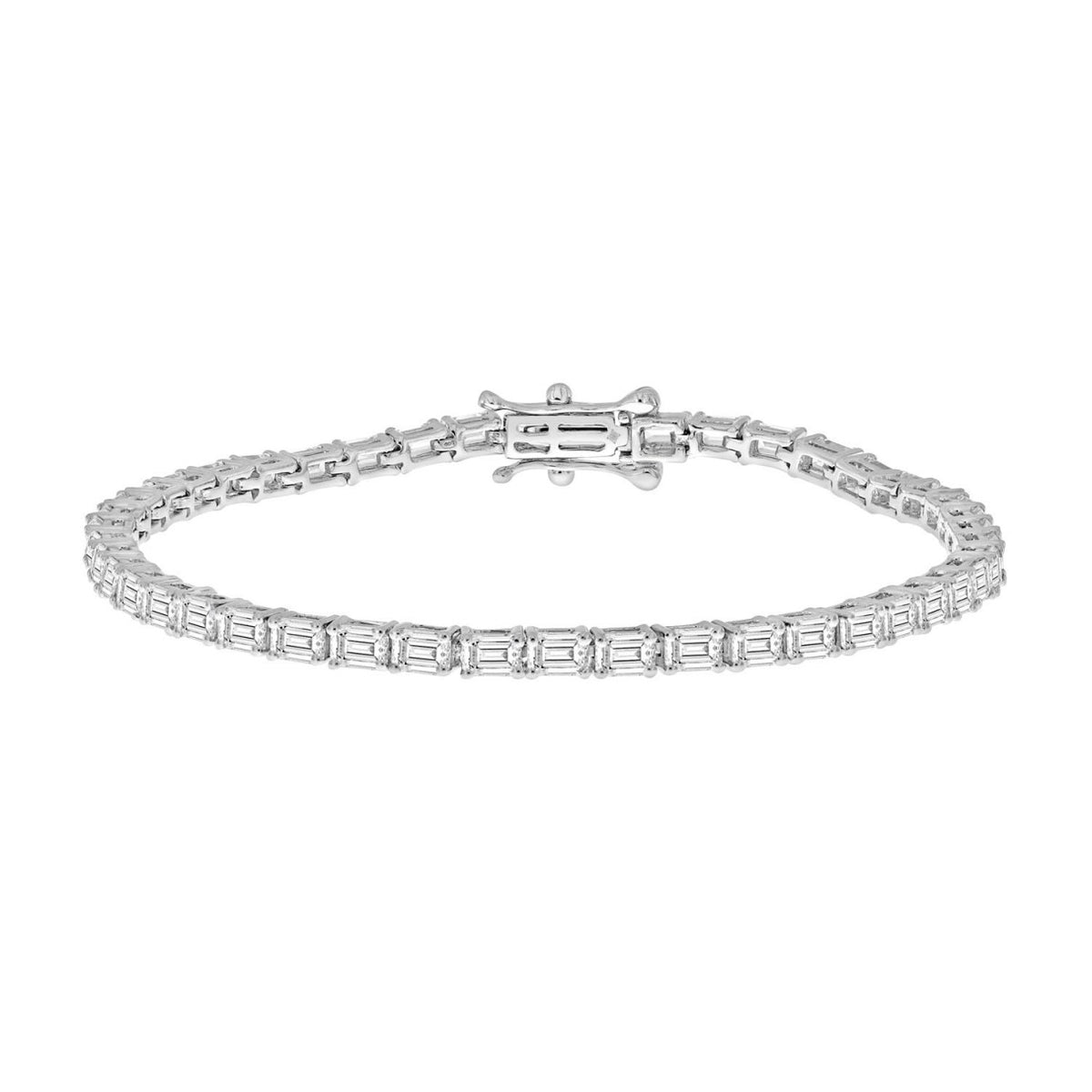 LADIES BRACELET 5.00CT EMERALD DIAMOND 18K WHITE GOLD 