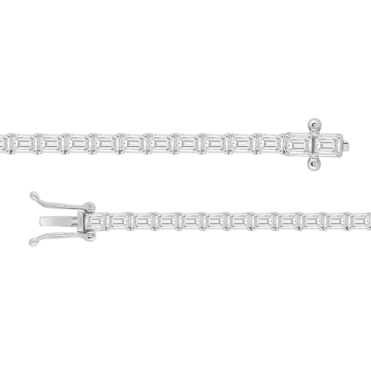 LADIES BRACELET 5.00CT EMERALD DIAMOND 18K WHITE GOLD 