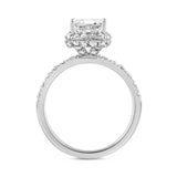 LADIES RING 4.00CT ROUND DIAMOND 18K WHITE GOLD (CENTER STONE EMERALD DIAMOND 3CT )