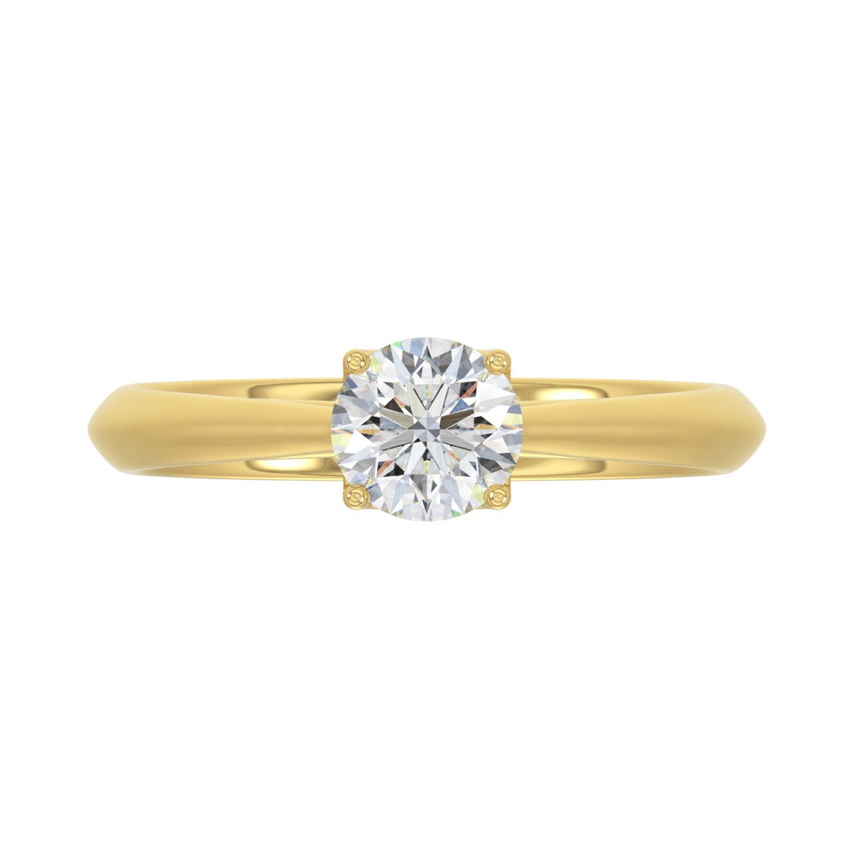 LADIES RING 0.75CT ROUND DIAMOND 14K YELLOW GOLD 