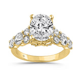 14K YELLOW GOLD 4 1/2CT ROUND/OVAL DIAMOND LADIES RING (CENTER STONE OVAL DIAMOND 3CT)