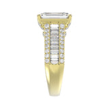 14K WHITE GOLD 1 1/4CT ROUND/BAGUETTE/RADIANT DIAMOND LADIES RING (CENTER STONE RADIANT DIAMOND 4CT)