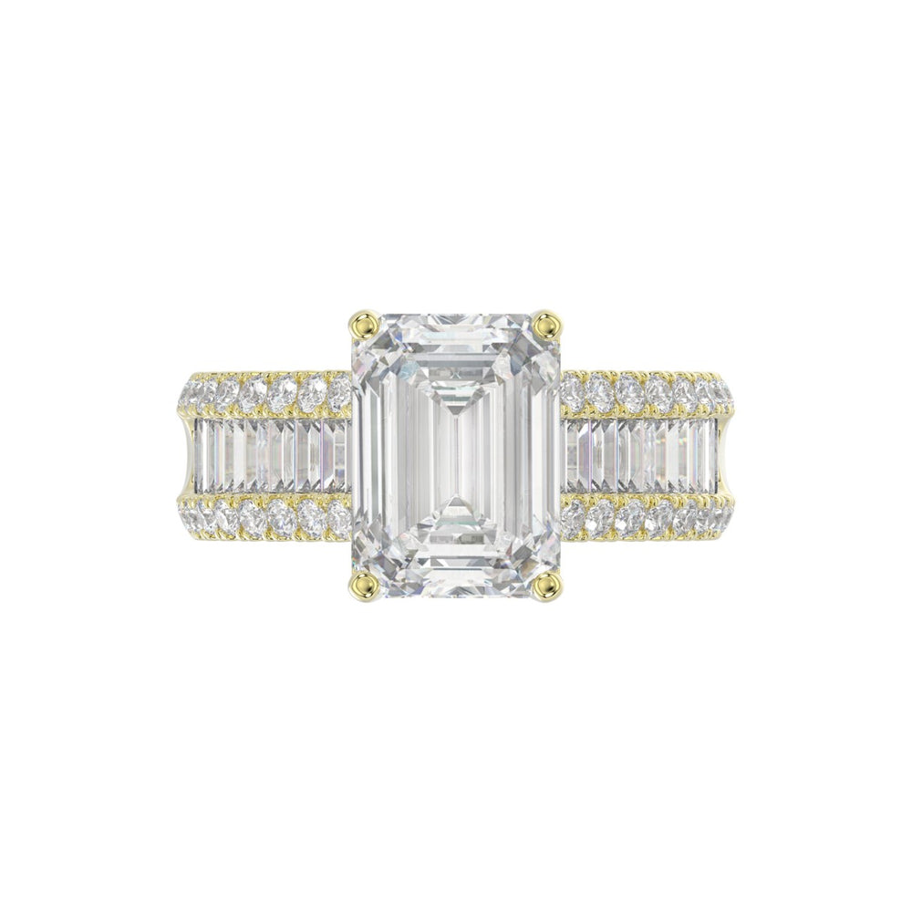 14K WHITE GOLD 1 1/4CT ROUND/BAGUETTE/RADIANT DIAMOND LADIES RING (CENTER STONE RADIANT DIAMOND 4CT)