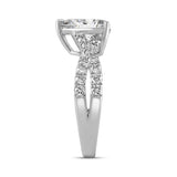 LADIES RING 1 1/2CT ROUND/PEAR DIAMOND 18K WHITE GOLD (CENTER STONE PEAR DIAMOND 1.00CT)