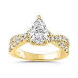 LADIES RING 1 1/2CT ROUND/PEAR DIAMOND 18K YELLOW GOLD (CENTER STONE PEAR DIAMOND 1.00CT)