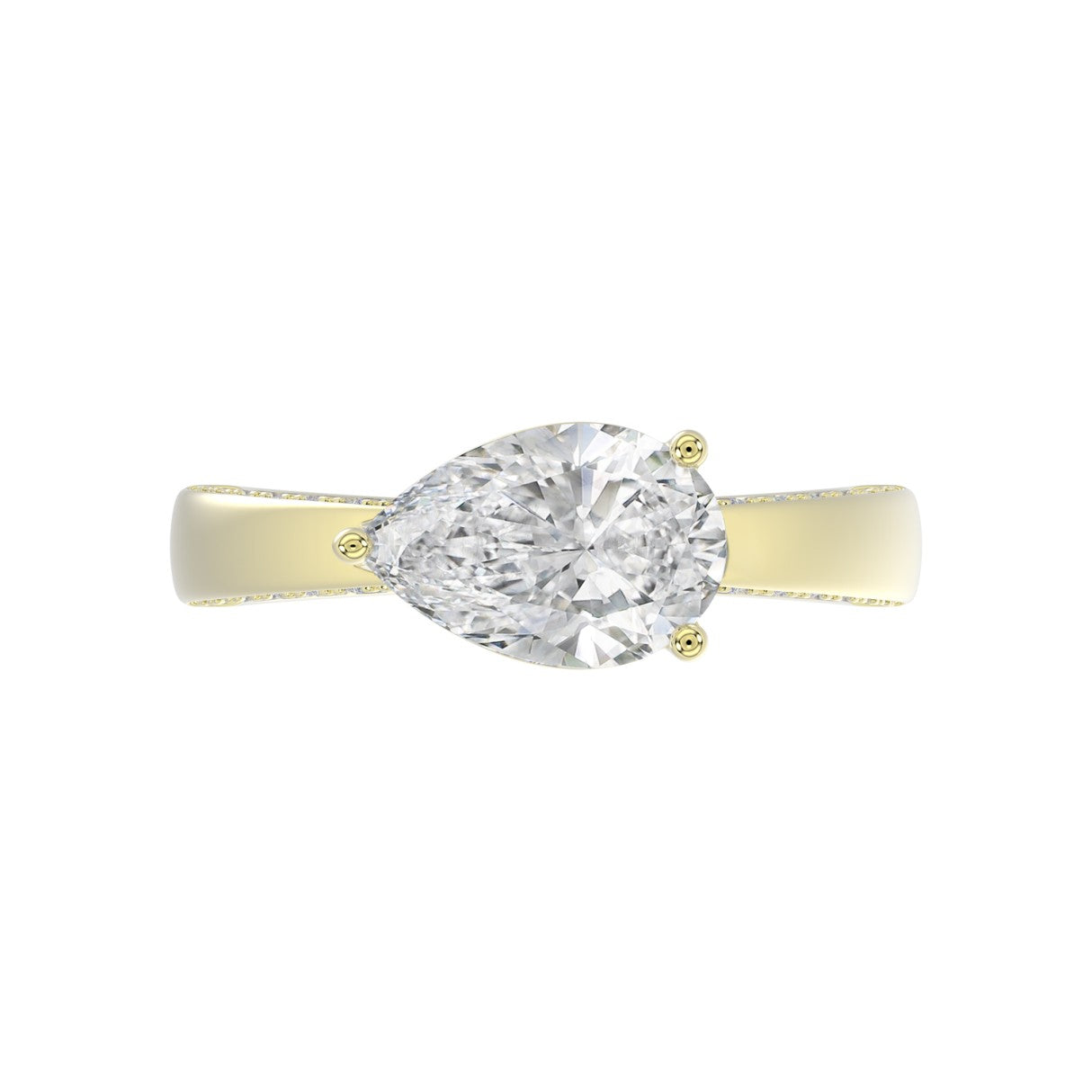 14K YELLOW GOLD 2 1/2CT ROUND/PEAR DIAMOND LADIES RING (CENTER STONE PEAR DIAMOND 2.00CT)