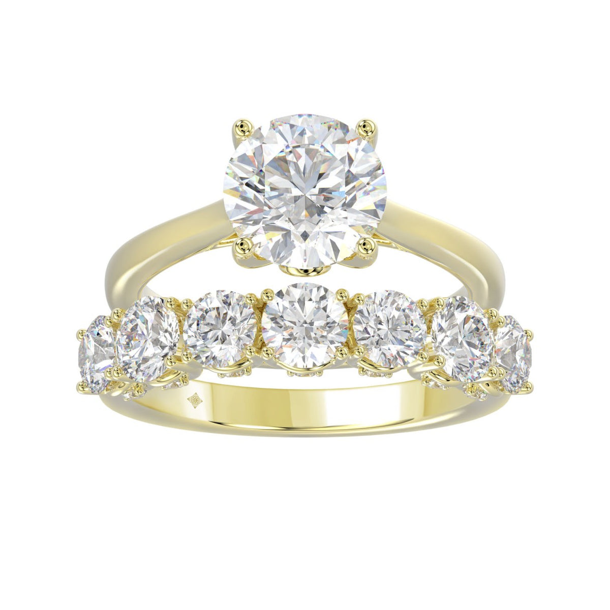 14K YELLOW GOLD 4.00CT ROUND DIAMOND BRIDAL SET (CENTER STONE ROUND DIAMOND 2CT)