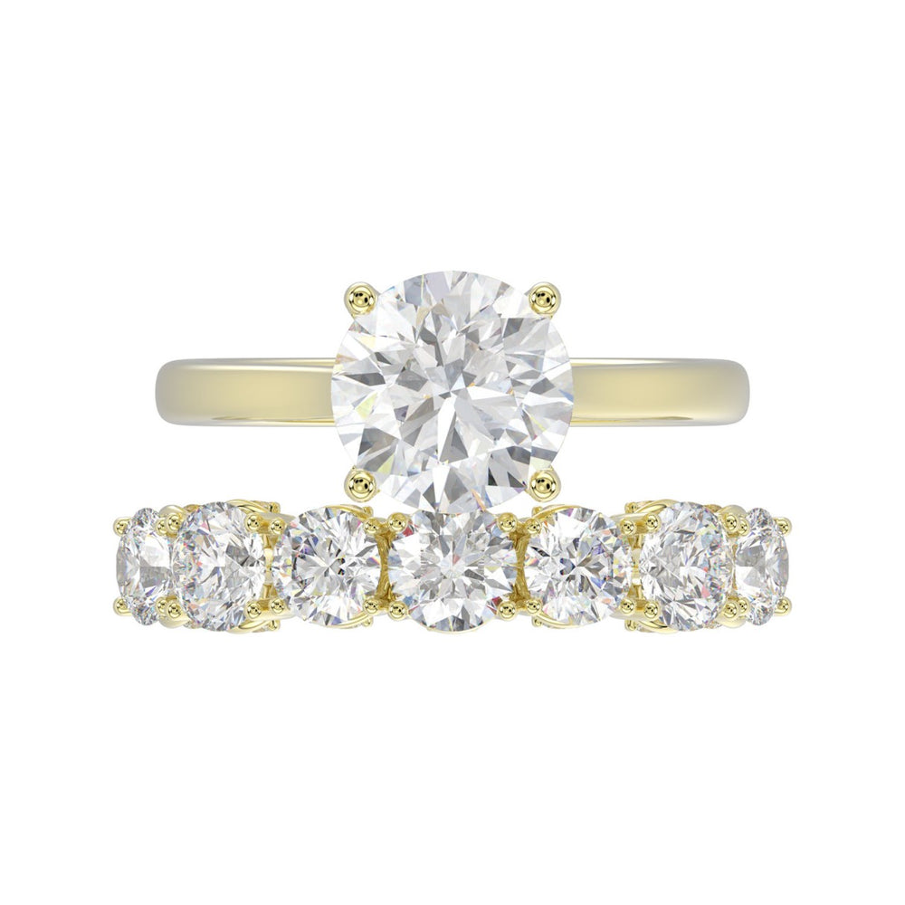 14K YELLOW GOLD 4.00CT ROUND DIAMOND BRIDAL SET (CENTER STONE ROUND DIAMOND 2CT)