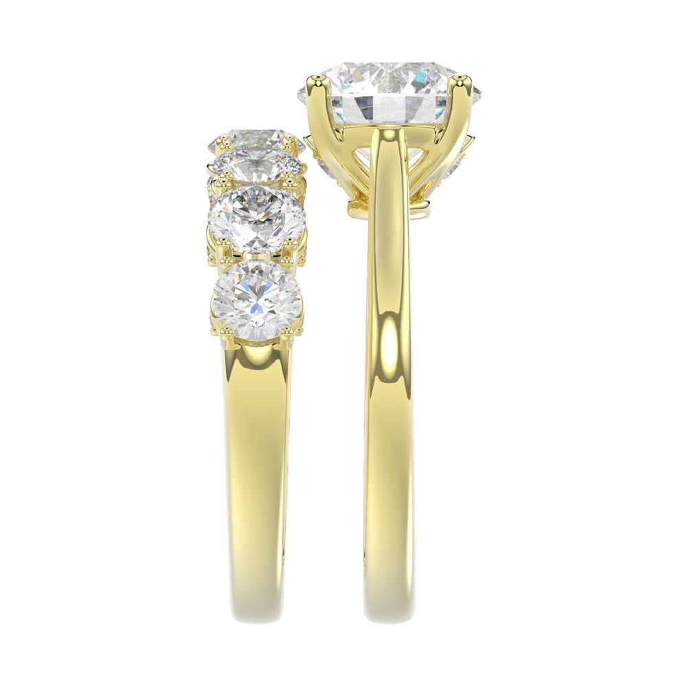 14K YELLOW GOLD 4.00CT ROUND DIAMOND BRIDAL SET (CENTER STONE ROUND DIAMOND 2CT)