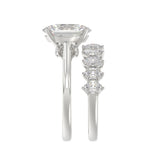 14K WHITE GOLD 4 1/2CT ROUND/OVAL DIAMOND LADIES BRIDAL SET (CENTER STONE OVAL DIAMOND 3.00CT)