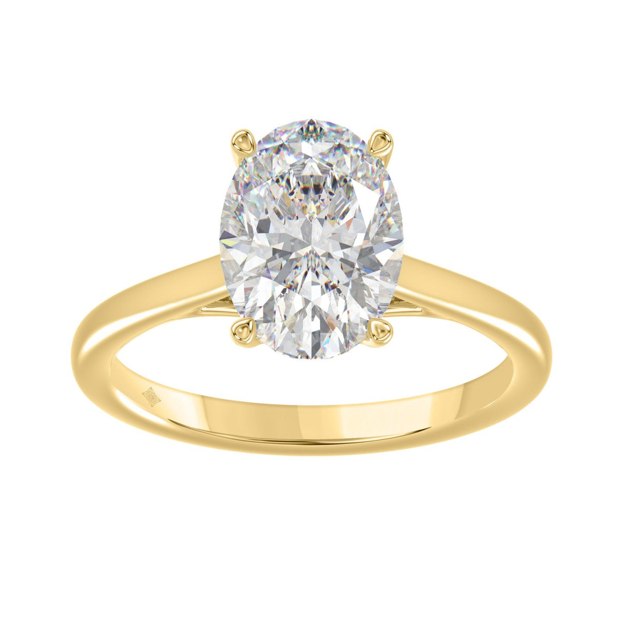 14K Yellow Gold Oval Diamond Engagement Ring 3.05 Ct Round &amp; Oval Diamond Ring With 3.00 Ct Center Stone (Color F-G -Clarity Vs1/Vs2)