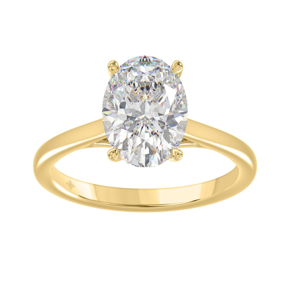 14K Yellow Gold Oval Diamond Engagement Ring 3.05 Ct Round &amp; Oval Diamond Ring With 3.00 Ct Center Stone (Color F-G -Clarity Vs1/Vs2)