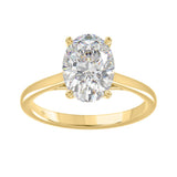 14K Yellow Gold Oval Diamond Engagement Ring 3.05 Ct Round &amp; Oval Diamond Ring With 3.00 Ct Center Stone (Color F-G -Clarity Vs1/Vs2)