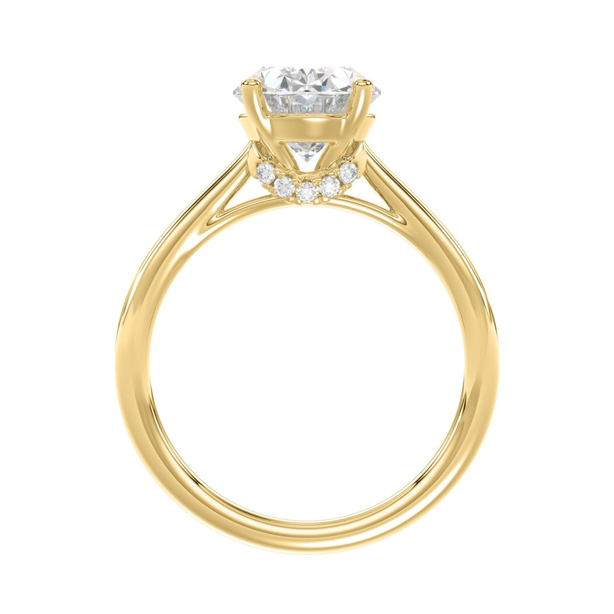 14K Yellow Gold Oval Diamond Engagement Ring 3.05 Ct Round &amp; Oval Diamond Ring With 3.00 Ct Center Stone (Color F-G -Clarity Vs1/Vs2)