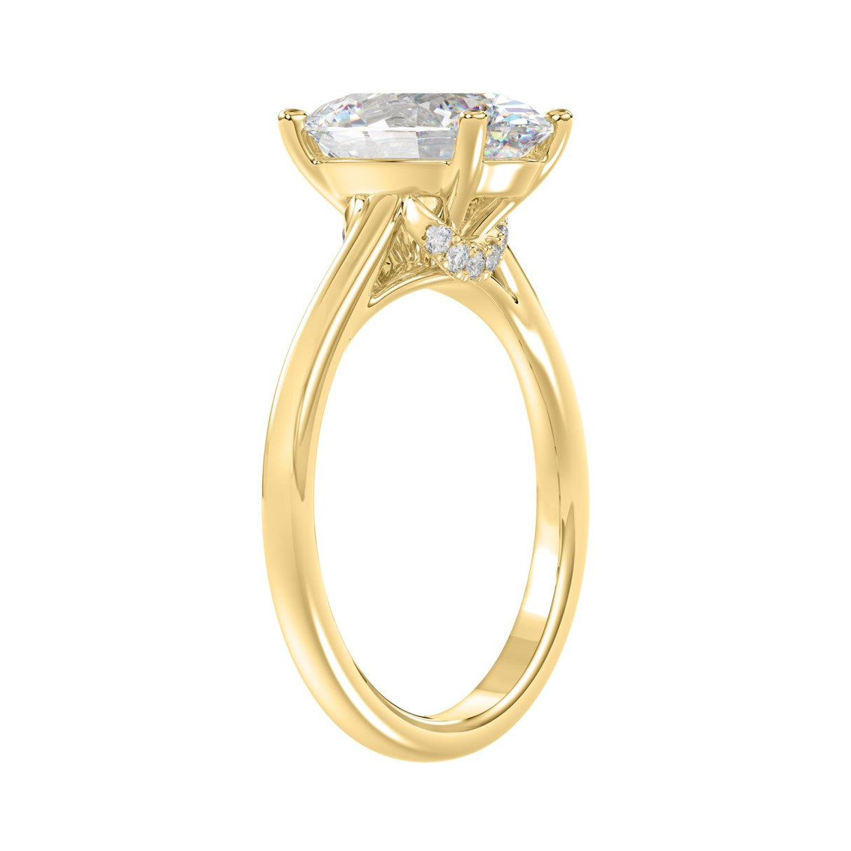 14K Yellow Gold Oval Diamond Engagement Ring 3.05 Ct Round &amp; Oval Diamond Ring With 3.00 Ct Center Stone (Color F-G -Clarity Vs1/Vs2)