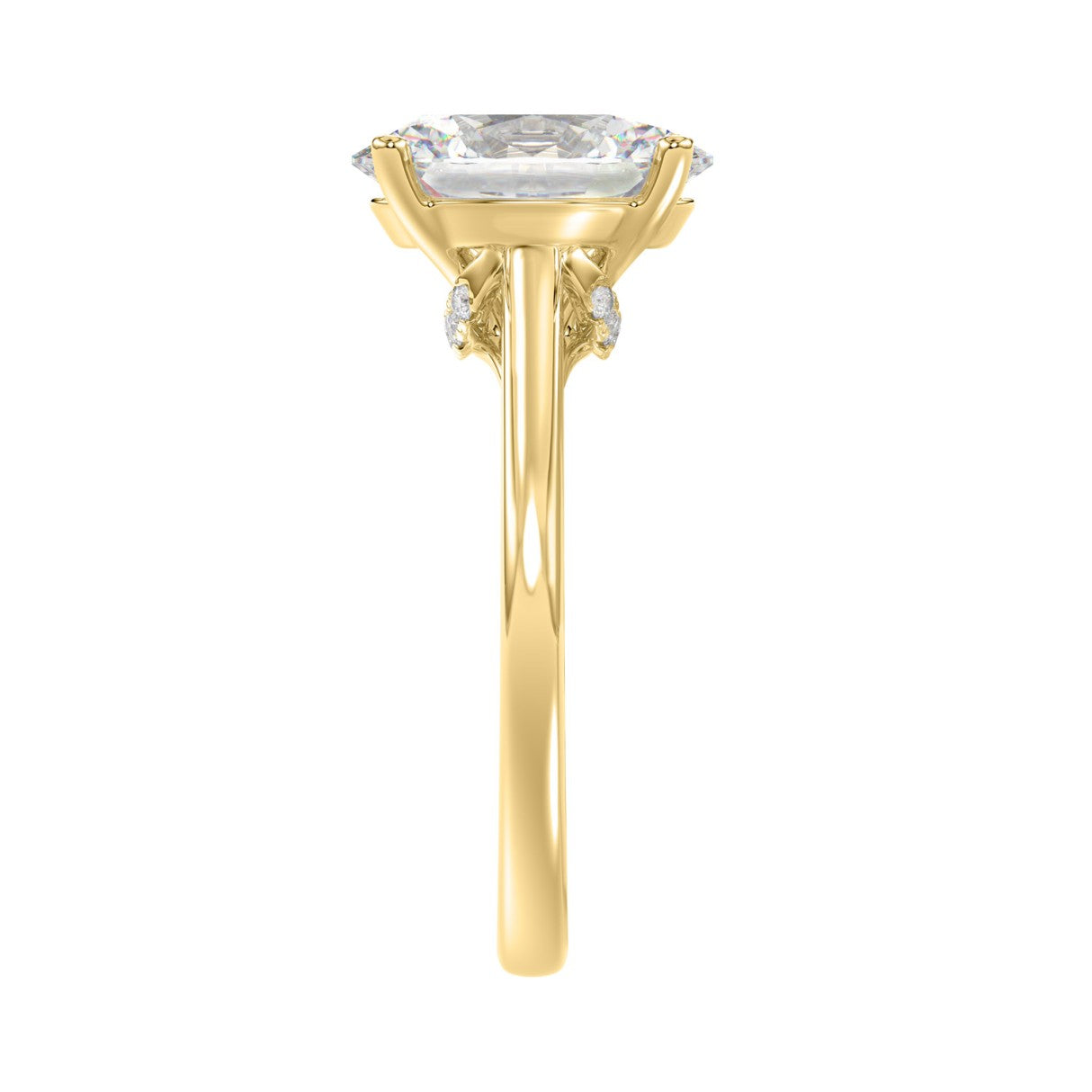 14K Yellow Gold Oval Diamond Engagement Ring 3.05 Ct Round &amp; Oval Diamond Ring With 3.00 Ct Center Stone (Color F-G -Clarity Vs1/Vs2)