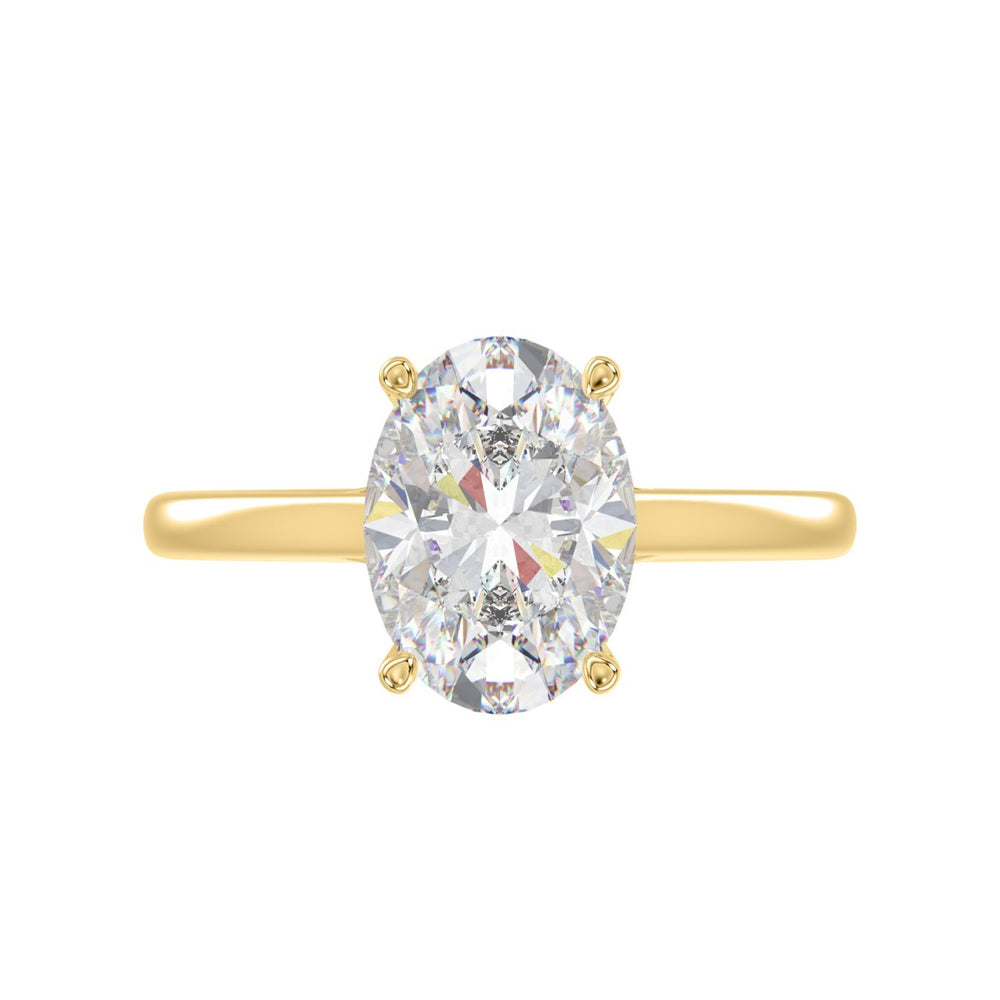 14K Yellow Gold Oval Diamond Engagement Ring 3.05 Ct Round &amp; Oval Diamond Ring With 3.00 Ct Center Stone (Color F-G -Clarity Vs1/Vs2)