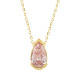 ETERNAL BLUSH COLLECTION 1.00CT LADIES SOLITAIRE PENDANT WITH CHAIN PEAR DIAMOND 14K YELLOW GOLD (CENTER STONE PINK PEAR DIAMOND 1CT)